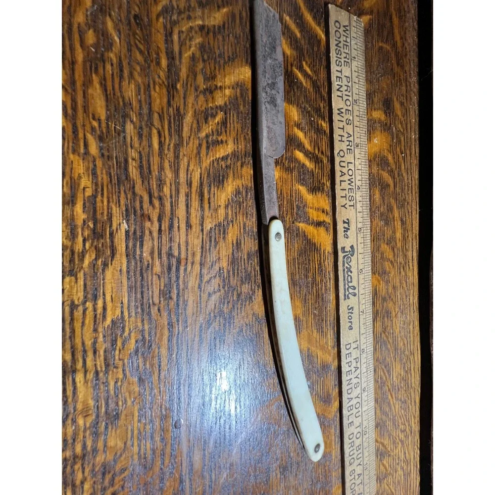 Vintage The Palmer Chicago Straight Razor Antique Folding Shaving Blade Patina